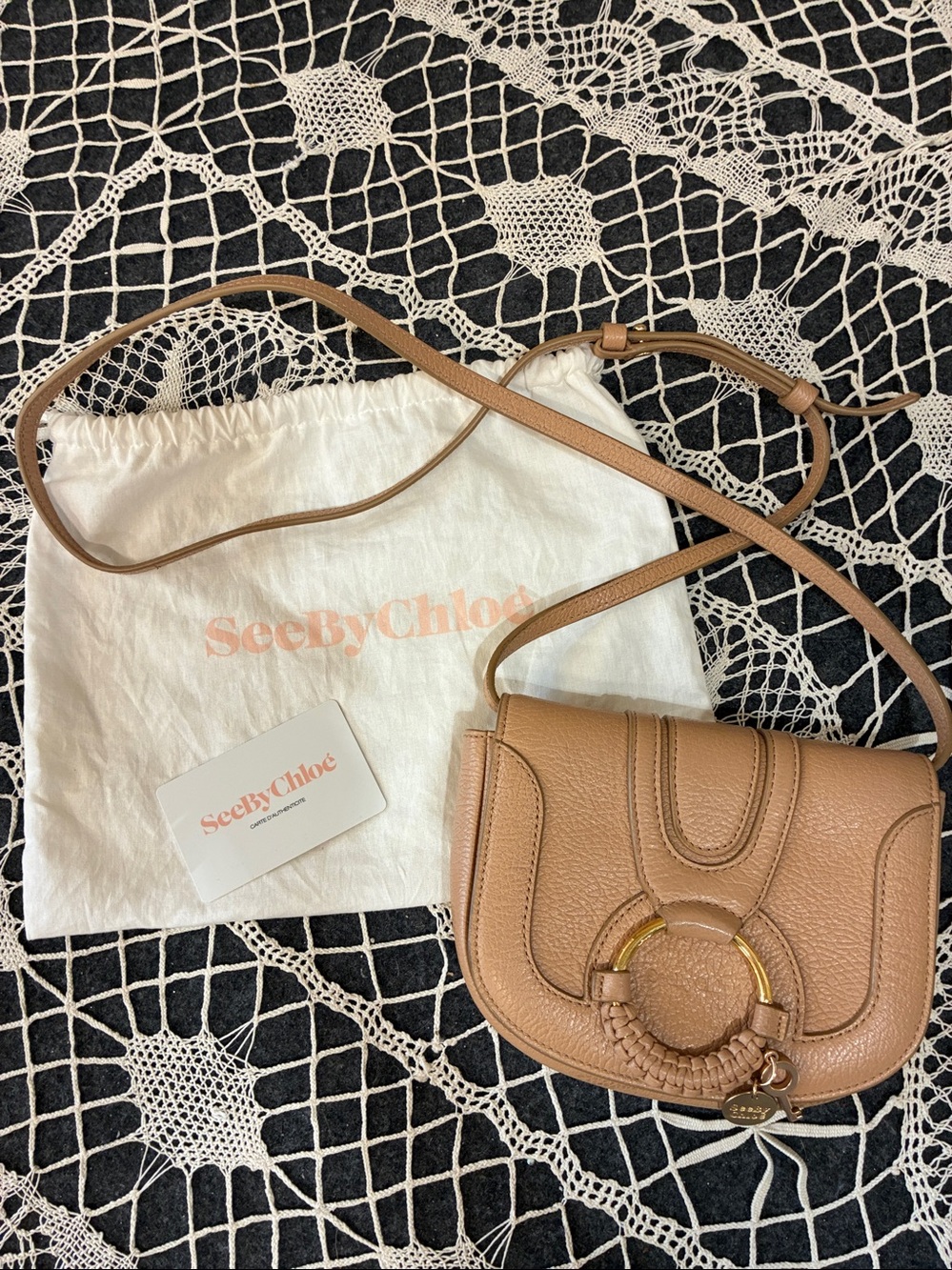 See By Chloe Mini Hana Tan Leather Crossbody Bag - Picture 8 of 10
